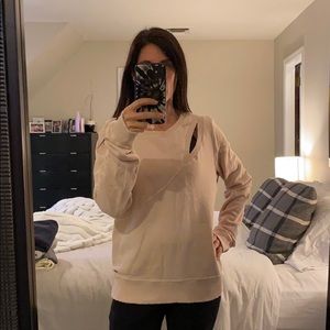 Pale pink distressed sweatshirt